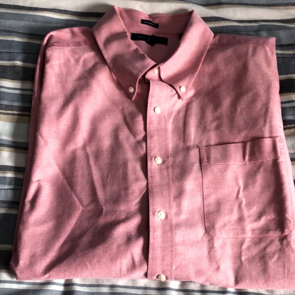 Worn 1x Tommy Hilfiger Pink cotton‎ button down shirt 18.5 neck 34/35 sleeve XXL - Picture 1 of 4